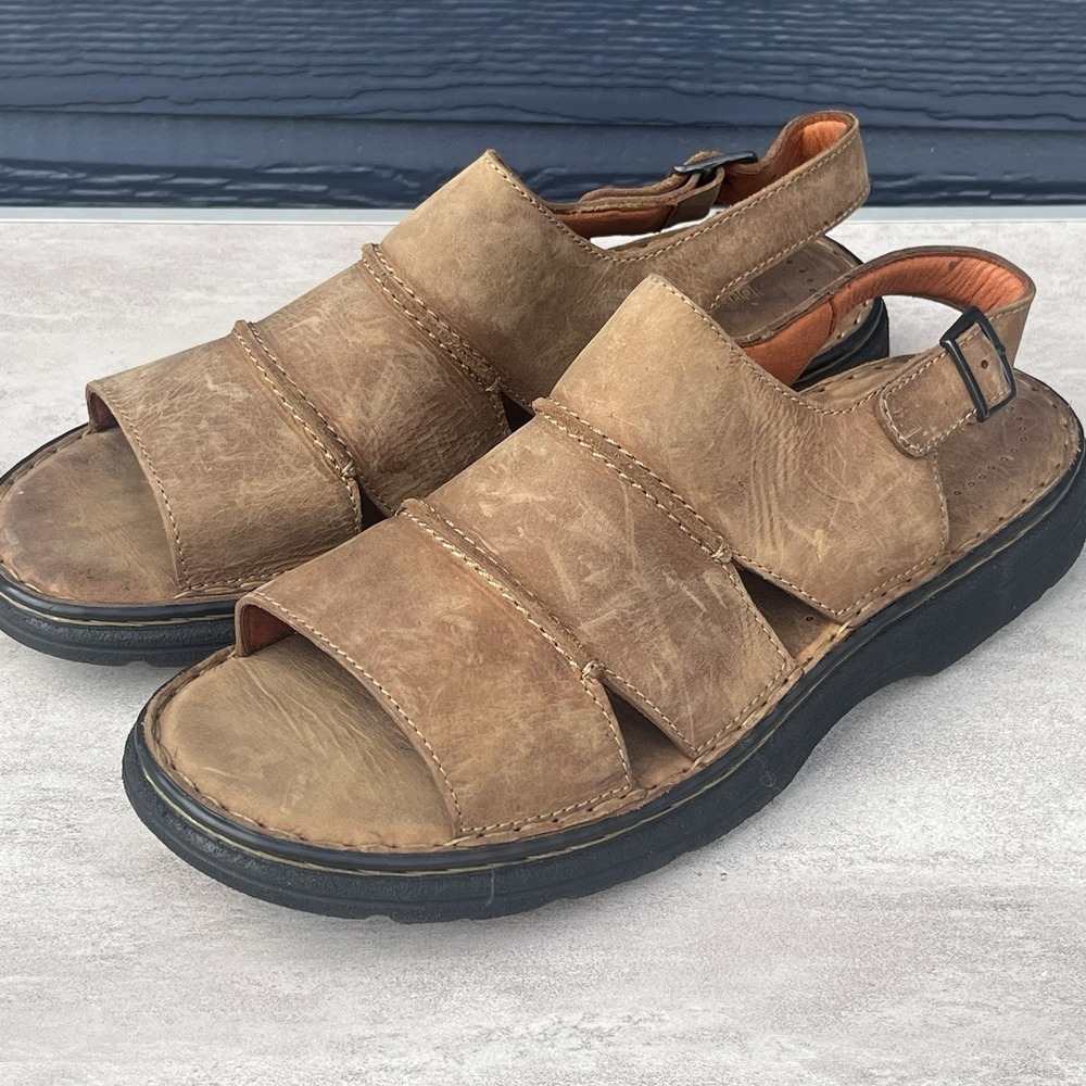 Johnston & Murphy Passport Buckle Leather Sandals Mens Size 13 Brown‎ Portugal